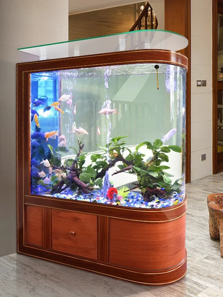 

Chinese bullet screen fish tank medium and large glass living room ecological water change-free