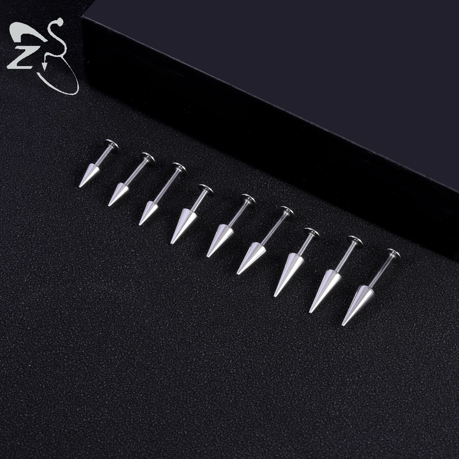 ZS 10 teile/los 16G Lange Spike Lippen Ringe Edelstahl Spike Lip Studs Daith Knorpel Ohrringe Punk Rock Tragus Helix piercings – Detail 6