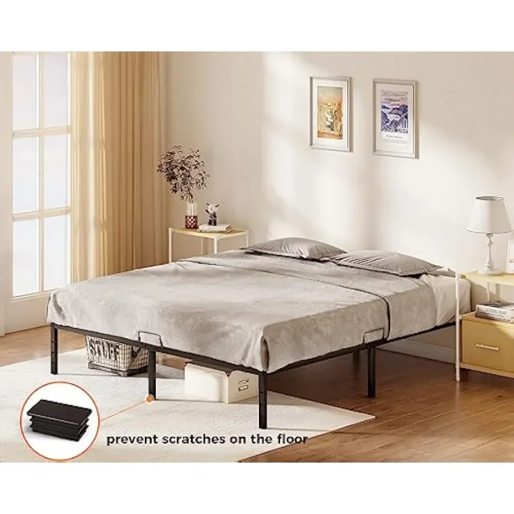 

Bed FrameHeavy-duty steel platform Bed Frame with mattress retaining rod, 14" storage space under the bed, noise-free