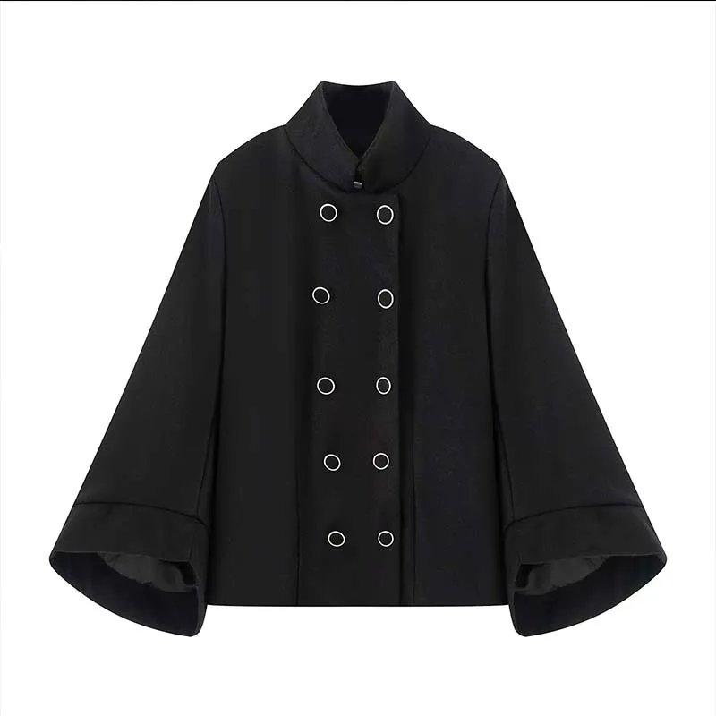 2025 Women Jacket Fashion Double-Breasted Short Coats Women Casual High Street Batwing Long Sleeve New Jackets Outerwear