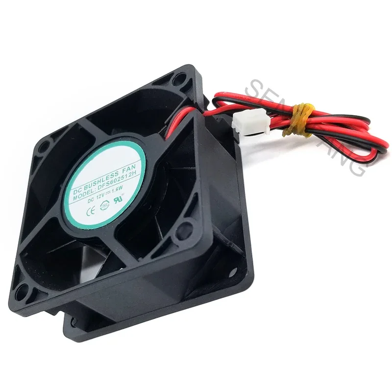 

New For Young Lin DFS602512H DC 12V 1.60W 60x60x25mm 2-Wire Server Square Fan