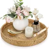 Handwoven Rattan Storage Tray Basket With Wooden Handle Bread Basket Tray Fruit Wicker Tray Coffee Table Decorative Tray 1