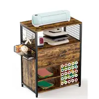 Craft Organization and Storage Cabinet Compatible with Cricut Machines Crafting Cabinet with Drawer & 25 Vinyl Roll Holder 1