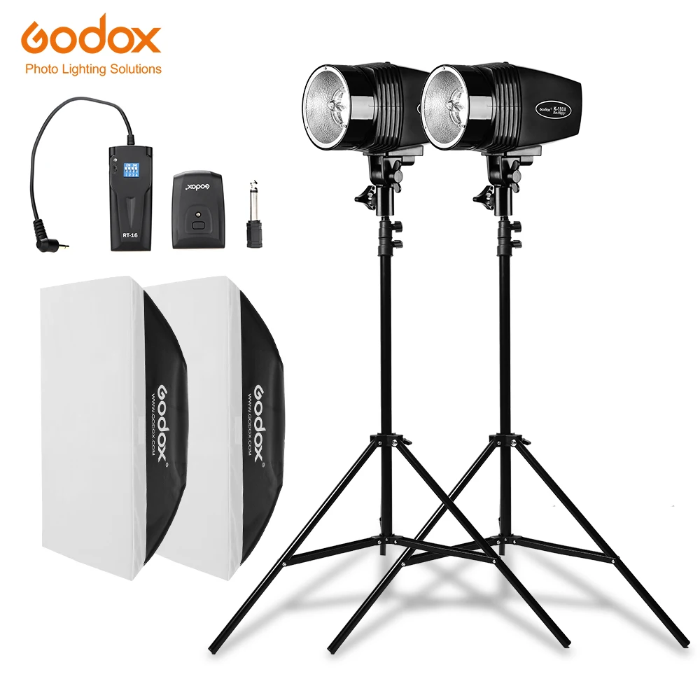 Godox 360Ws 2x K-180A Strobe Studio Flash Light Kit with RT-16 Trigger & 2x 50x70cm Softbox & 2x 190cm Light Stand