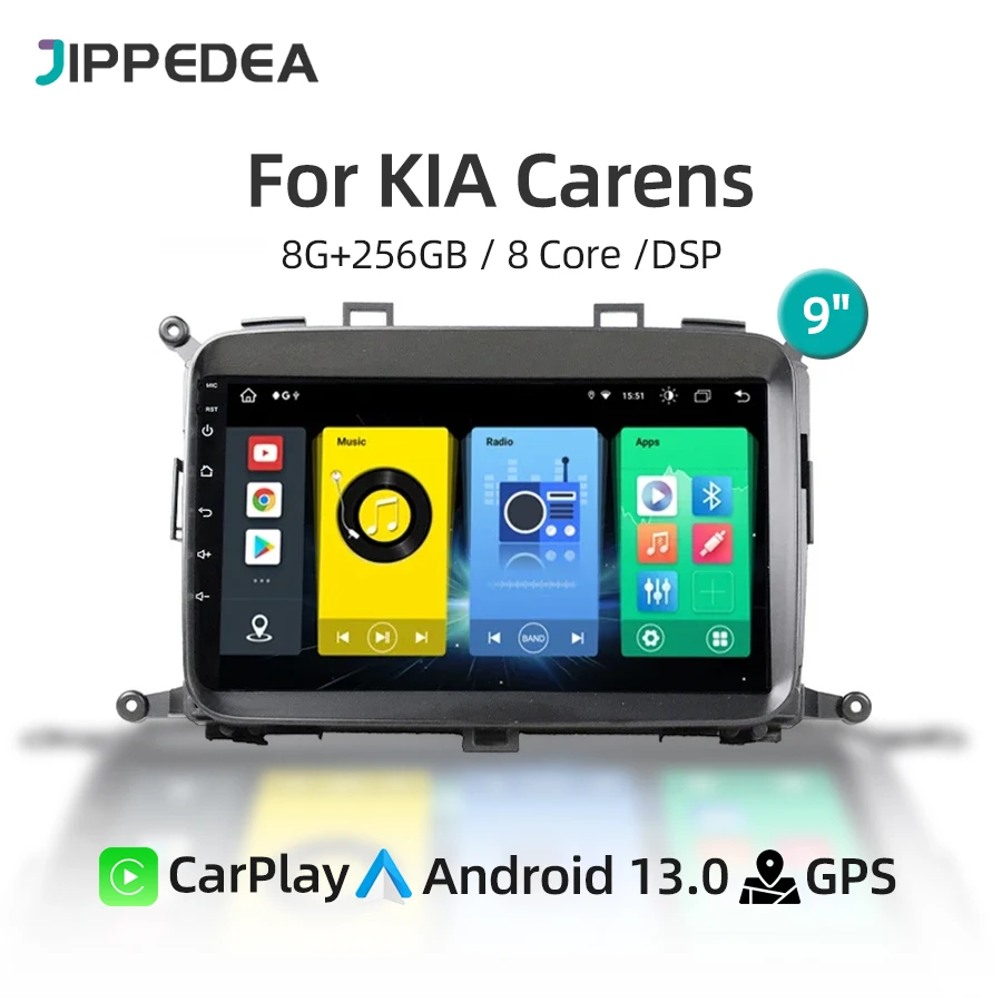 

Android 13.0 Wireless CarPlay 8 Core Car Multimedia Player GPS Navigation 4G WiFi Bluetooth RDS Radio For KIA Carens 2013-2017