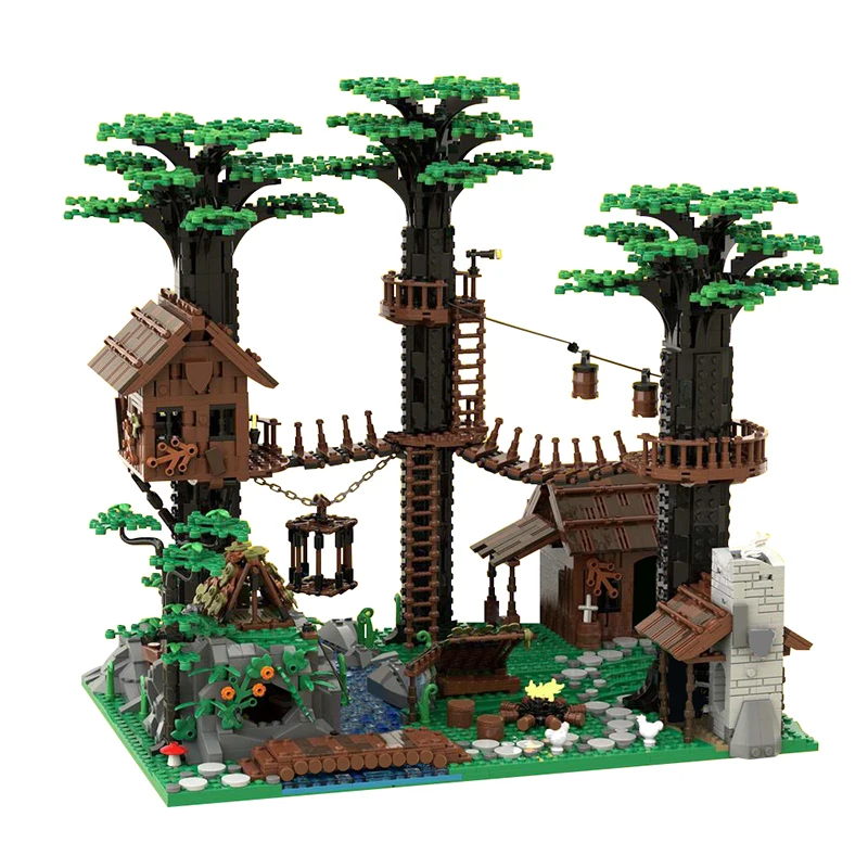 

MOC-153885 Forestmen главный деревянный домик лесной художественный дизайн набор строительных блоков игрушки для детей подарки на день рождения