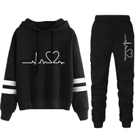 Daily Outdoor Autumn Winter Quality Women Tracksuit Hoodies Casual Single Piece Stripe Sweatshirt and Sweatpants Comfort Jogging - Image 6