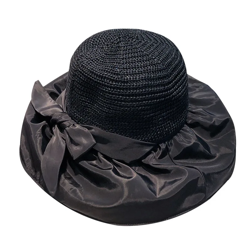 Sun Hats Summer anti-UV vinyl beach hat large brim bow fisherman hat commuter sun protection