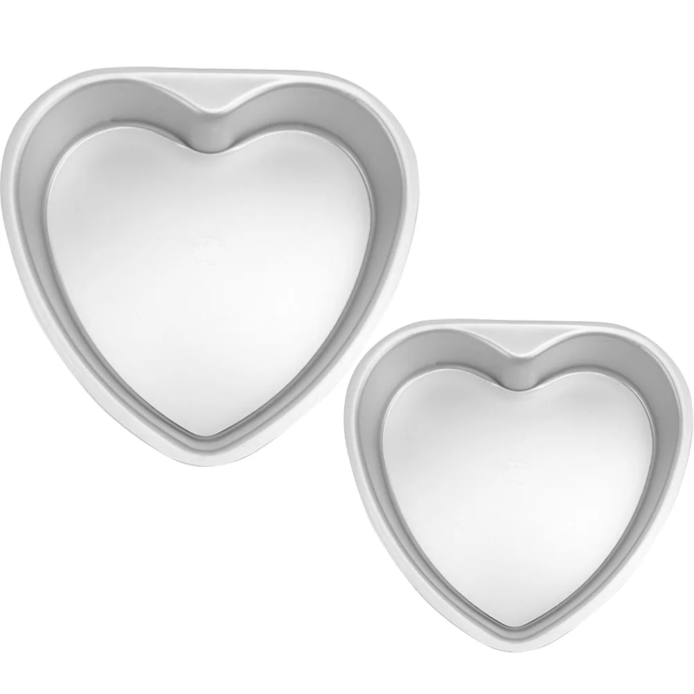 

2 Pcs Heart Cake Mold Shaped Pan Small Micro-wave Oven Household Baking Practical Aluminum Alloy Pans
