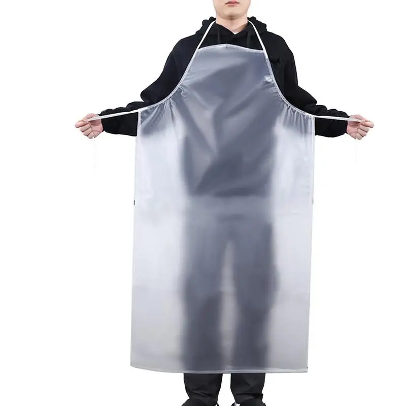 

Waterproof Oilproof PVC Black Apron Extra-long Apron Transparent Kitchen Apron Manicurist Apron Waterproof For Women Men Chef