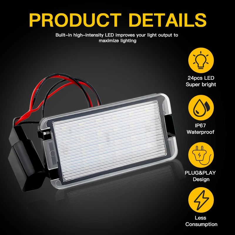 รูปสินค้า แผ่นป้ายทะเบียน LED สีขาว สำหรับรถยนต์