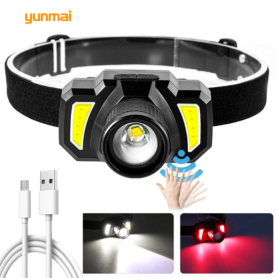 

Led Headlamp Zoomable Built in Battery Sensor XP-G Q5 Head Flashlight Lamp Headlight Waterproof White Red Emitting Color Lights