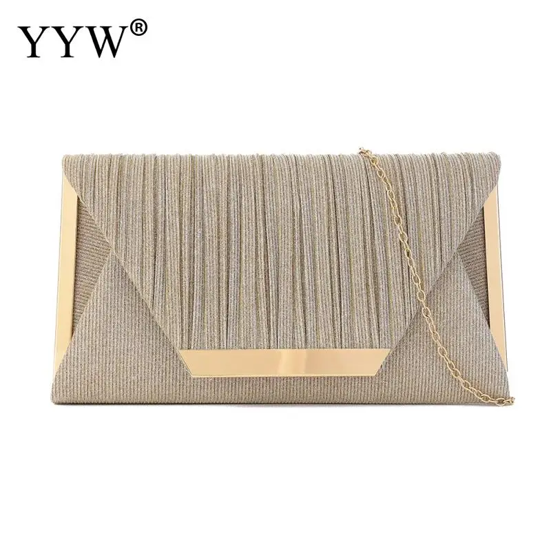 Pleated Envelope Clutch Handbag Elegant Women Evening Party Clutch Bag Chain Shoulder Commuting Messenger Purse Sac Main Femme