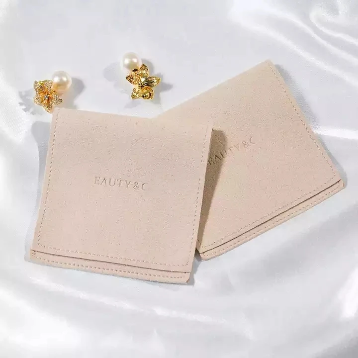

100PCS High-End Handmade Microfiber Jewelry Bag Packaging Custom Logo Jewelry Pouch