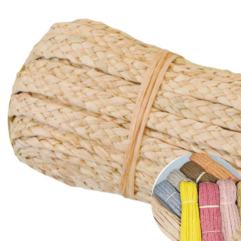 

50 Meters Handmade Weaving Natural Raffia Braids Rope Real Straw Rattan Diy Material Furniture Chair Table Decor