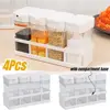 4Pcs/Set Transparent Spices Jar Oil Kettle Combination Kit Sealed Moisture-proof Seasoning Storage Box with Compartment Base 1
