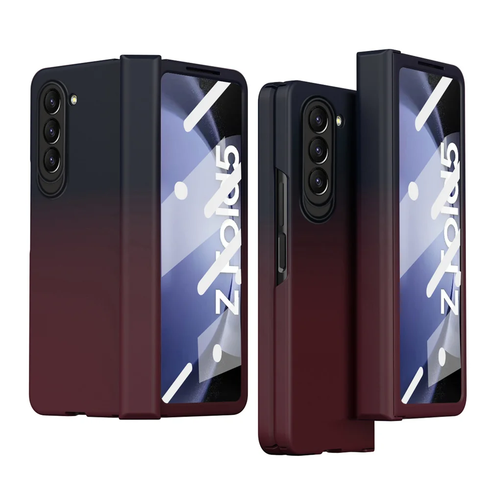

Цветной чехол из тритана для мобильного телефона Samsung Galaxy Z Fold 5, чехол для телефона с закаленным стеклом, защита экрана