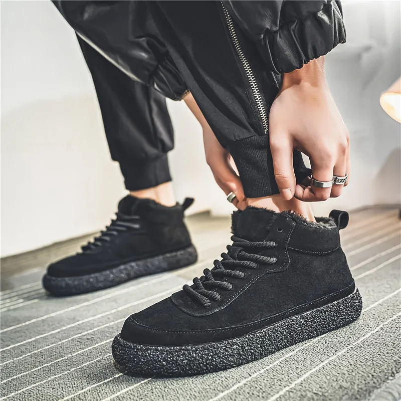Winter Men Sneakers Fur Warm Plush Casual Shoes For Men Skateboarding Shoes Platform Sneakers Fashion Trainer Sports Shoes 6