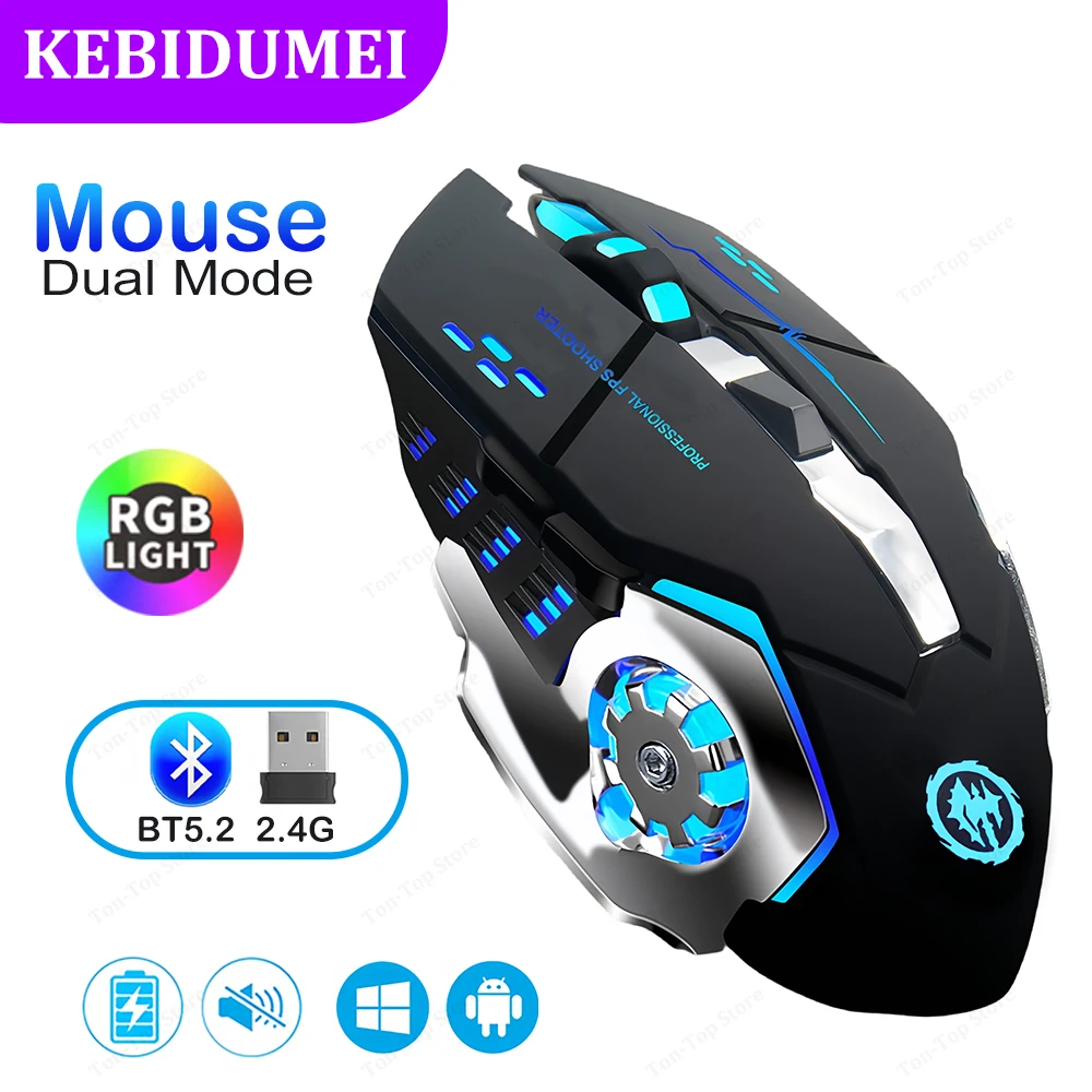 2.4g mouse sem fio bluetooth mouse rgb retroiluminado mouse para jogos recarregável mouse silencioso 3600 dpi mouse para macbook portátil