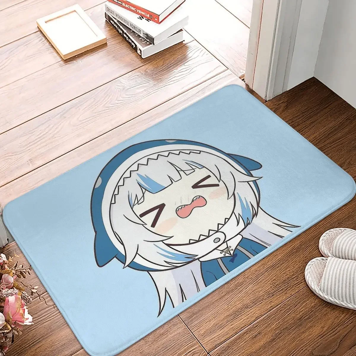 

Hololive Kawaii виртуальный идол, коврик для ванной Gawr Gura Cry, домашний коврик, кухонный коврик, входная дверь