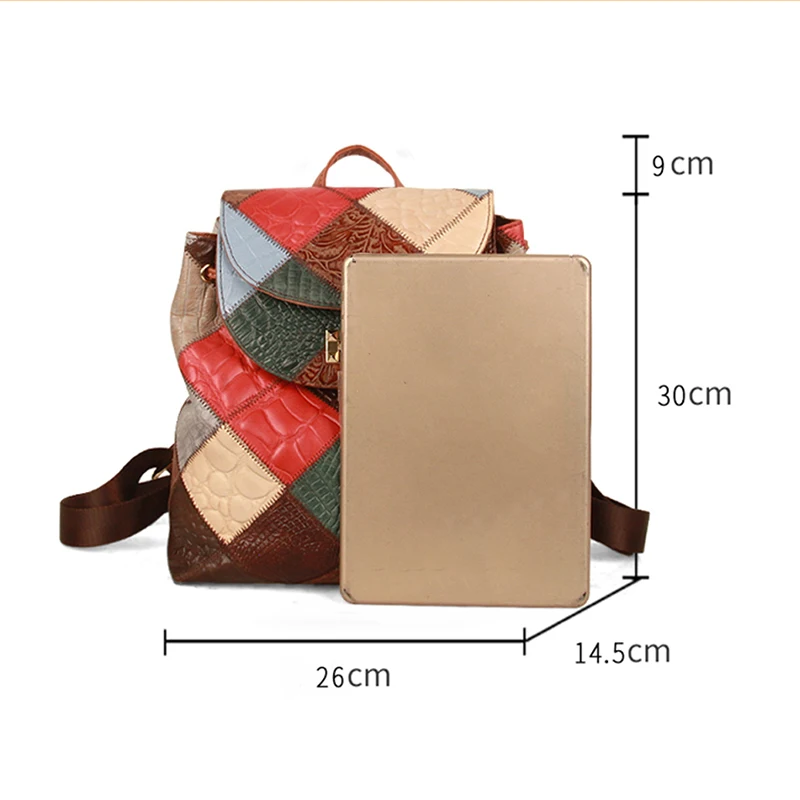 Backpack for Women Natural Cowhide Knapsack Women Girls Designer Travel Patchwork Female Backpacks For School Laptop Women Purse
