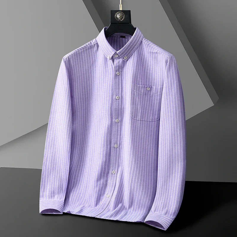 

Striped Plus Size Cotton Long Sleeve Business Casual Men's Clothing 10XL 8XL 7XL 6XL 5XL Spring Autumn Formal Suit Lining Shirt