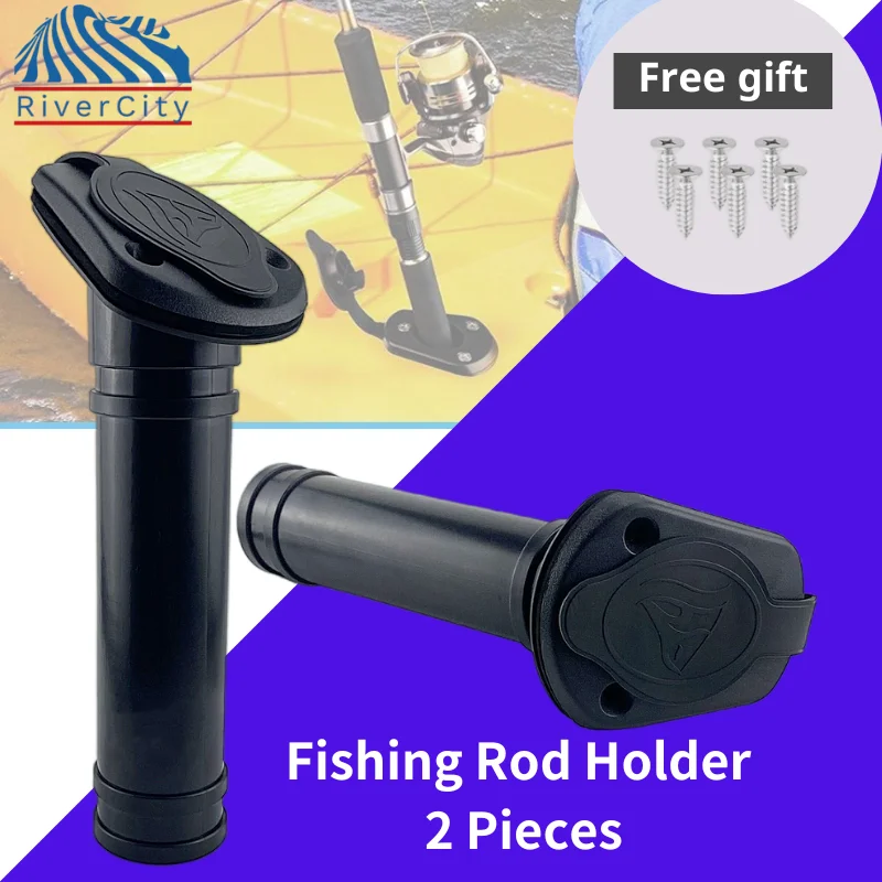 

RiverCity 2 Pieces Nylon Flush Mount Fishing Boat Rod Holder Bracket with Cap Cover Kayak Fishing Tackle Box Accessory
