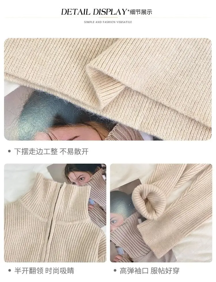 Half-zip Sweater for Women in Autumn and Winter New Year Red Knitted Bottoming Shirt with High Collar Knitted Top and Trendy 24 Se3b637b138664f56b8c3856dd99f4e76d