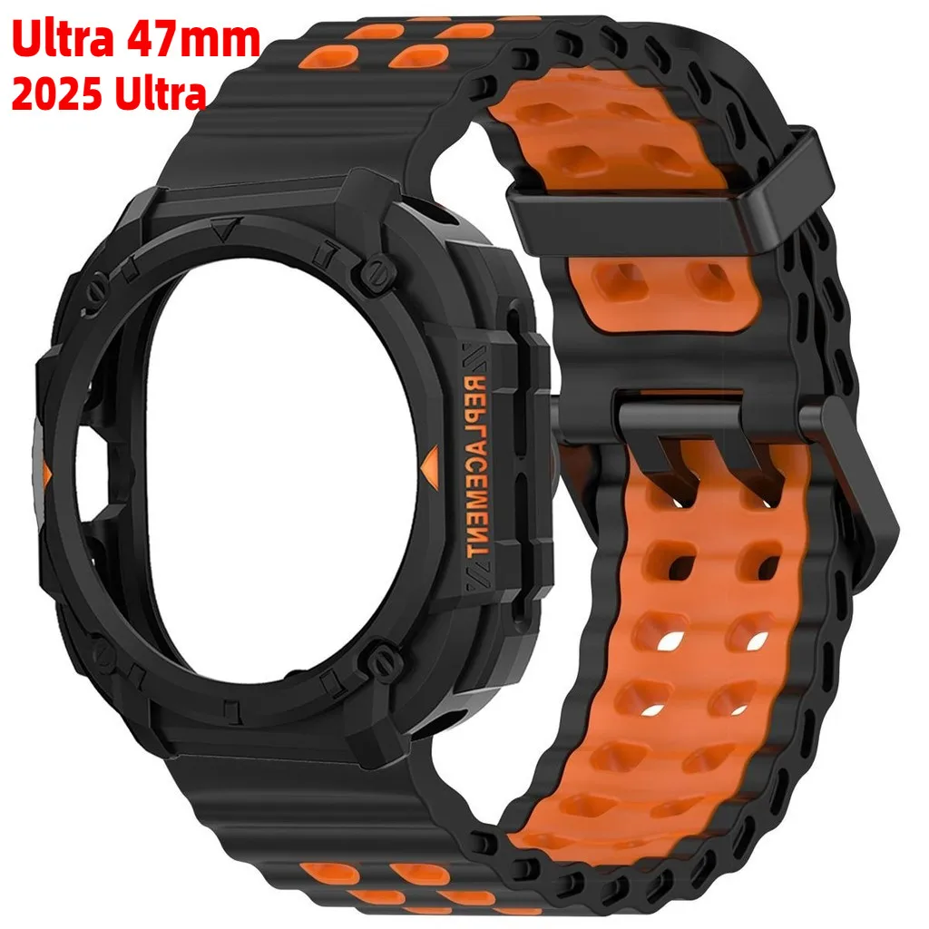Enhanced Protective Armor Case with Silicone Sport Band Strap