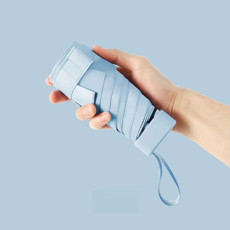 Ultra-Compact 6-Fold UPF50+ Black Coated Sun & Rain Umbrella for Women 4cm Thick Fits in Any Bag 6K Windproof Travel Umbrella