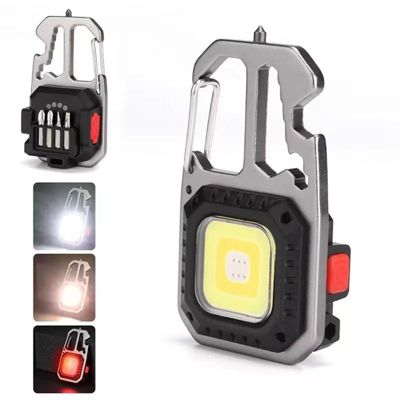 

Aluminium Alloy Keychain Light Window Breaking Hammer Mini LED Flashlight Outdoor Camping Screwdriver Emergency Work Light