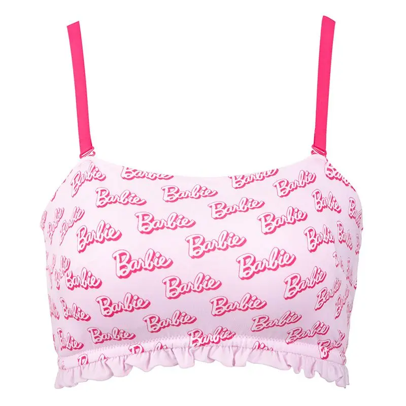 Kawaii Barbie Girls Bra Tube Top Intimo Donna 2023 New Barbie Letter Printed Vest Girls Reggiseno Studente Reggiseno Biancheria Intima