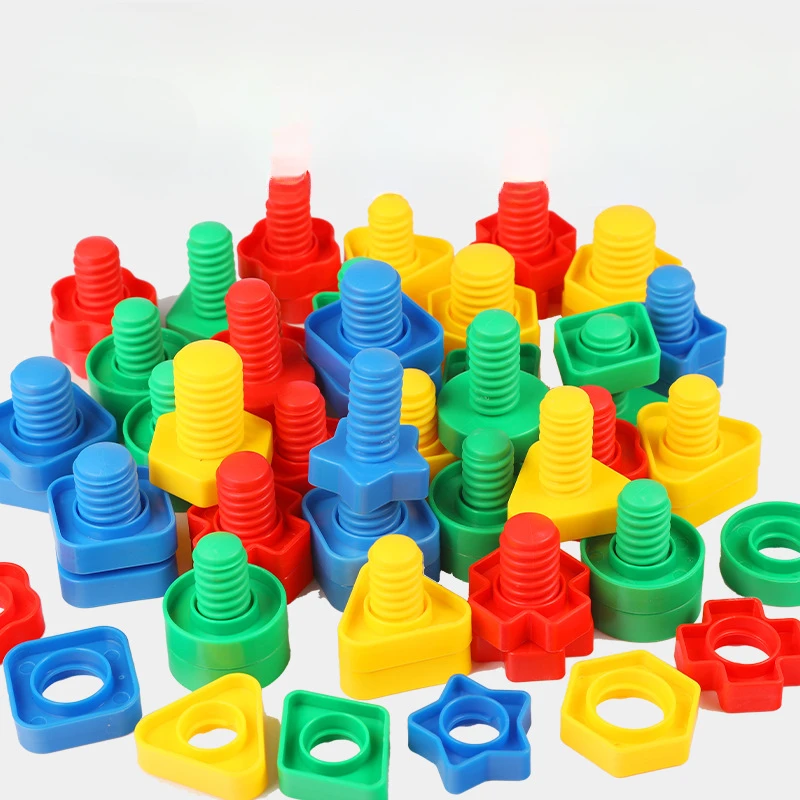 

Building Blocks 8Set Insert Nut Shape Screw Plastic Blocks - Educational Toys for Children, Montessori Scale Models Gift