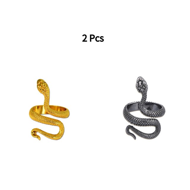 Punk Snake Ring for Men Women Exaggerated Antique Siver Color Fashion Personality Stereoscopic Opening Adjustable Rings