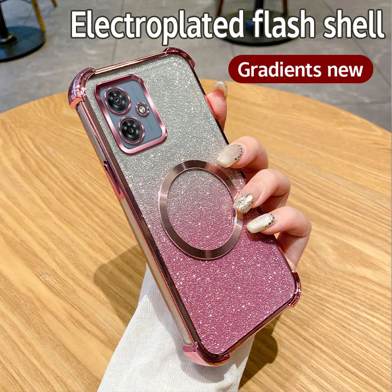 Luxury Electroplated Clear Magnetic Wireless Charging Phone Case - Transparent Plating Cover