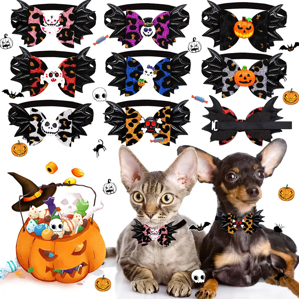 Halloween-Hundehalsband Mit Fliege – Verstellbar, Mit Totenkopf-Muster, Für Halsumfang 24–60cm