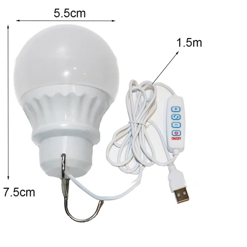 LED 캠프 조명 USB 비상 전구, 밝기 조절 행잉 텐트 램프, 바베큐 낚시 수리, 야외 캠핑 장비, DC5V, 3 색 2