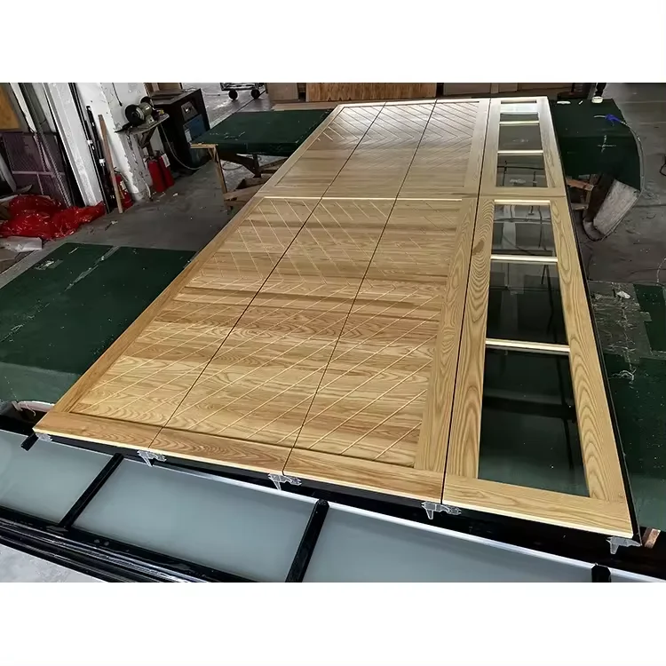 Log color solid wood perspective window modern style solid wood insulation electric garage door manufacturer 6