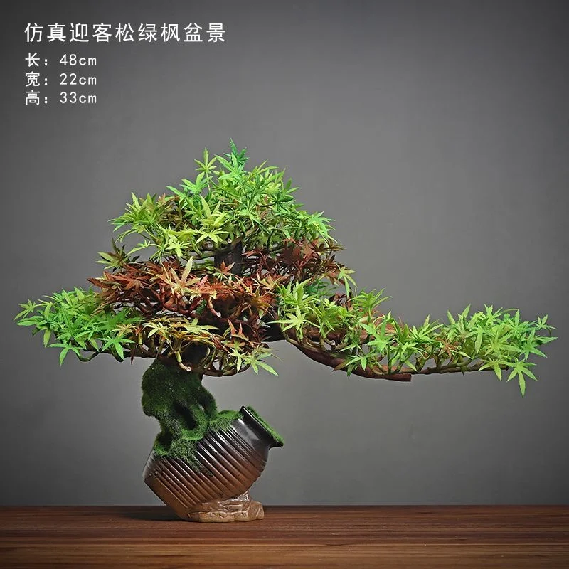 

style bonsai simulation for in the office, pine bonsai, plant indoor porch, antique frame decoration, simulation tree