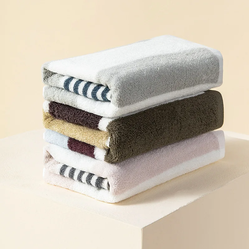 

100% Cotton Large Face Towel Thick Stripes Print Absorbent Hand Towels Washcloth for Adult Travel Camping Portable Towel 40x90cm