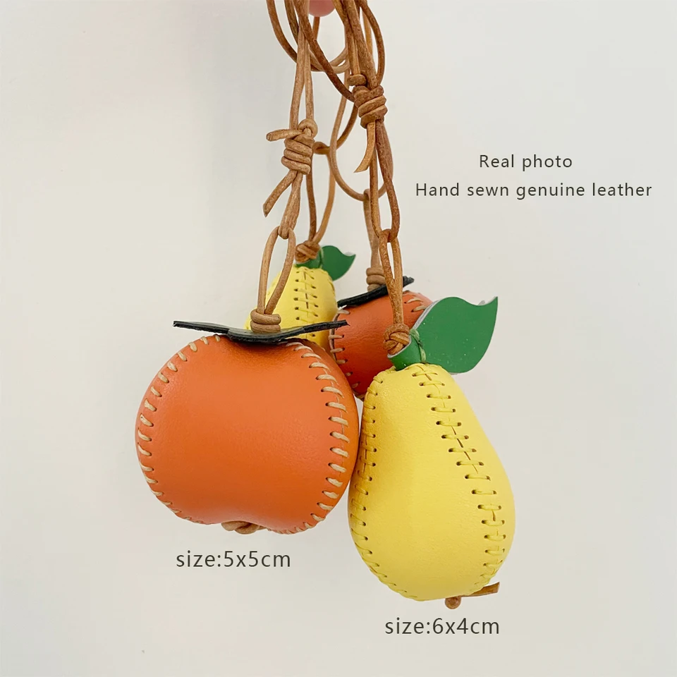 Genuine Handmade Pendants Suitable For Bags Handbag Backpacks,Cute Leather Bag Charms Fruit Keychain Accessories_voghion.com