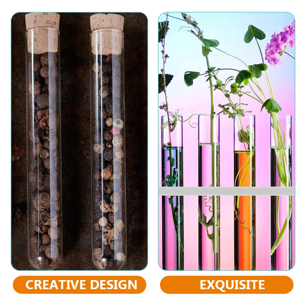 

20 Pcs Plant with Cover Test Tube Clear Pot Wooden Glass Cork Stoppers Science Experiment Tubes