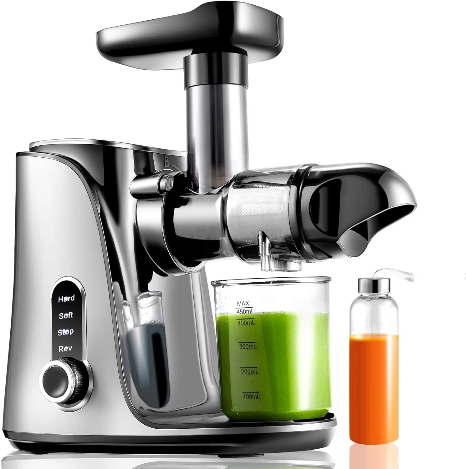 

Juicer Machines, Slow Masticating Juicer, Juicer with Two Speed Modes, Travel bottles(500ML),LED display, Easy to Clean Brush