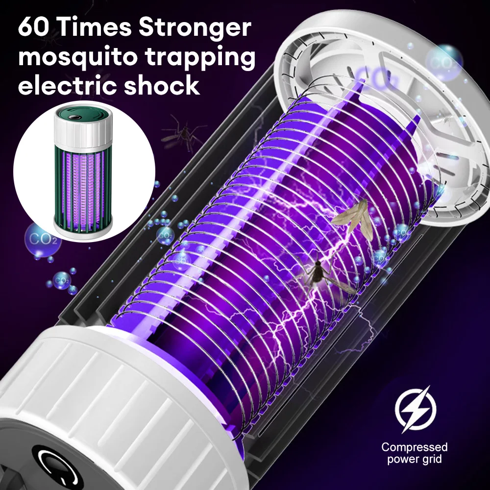 Bug Zapper for Indoor Outdoor Electric Mosquito Killer Lamp with Night Light Rechargeable Fly Trap for Home Backyard Patio