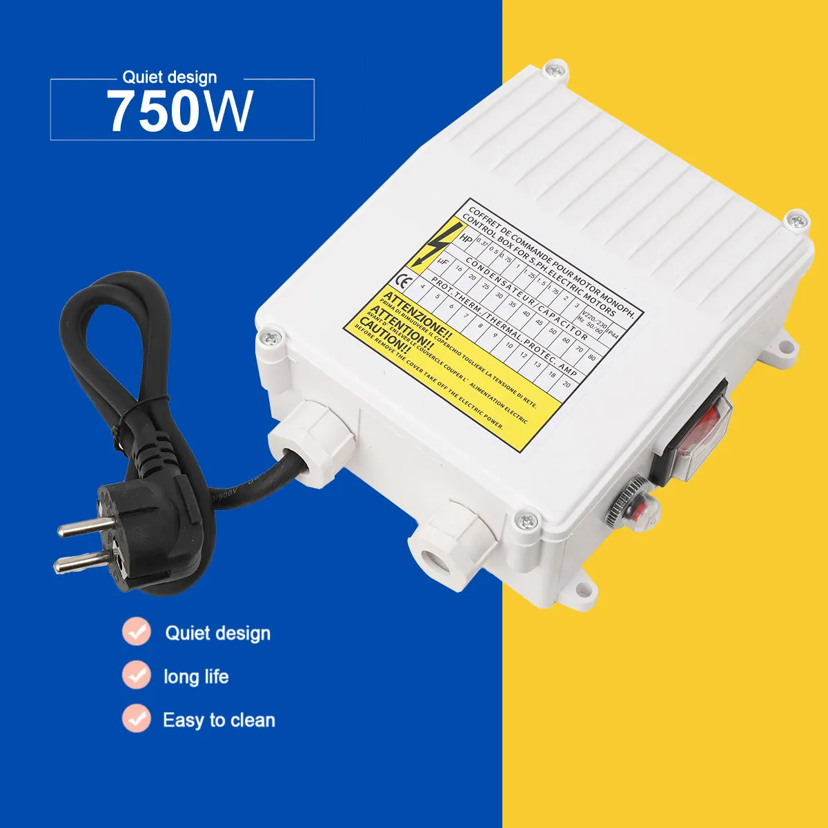 750 W 35 uf Pumpen-Steuerbox, integrierter Wärmeschutz-Leistungsschalter-Controller für Tiefbrunnen-Tauchsaugpumpen 8 A – Detail 10