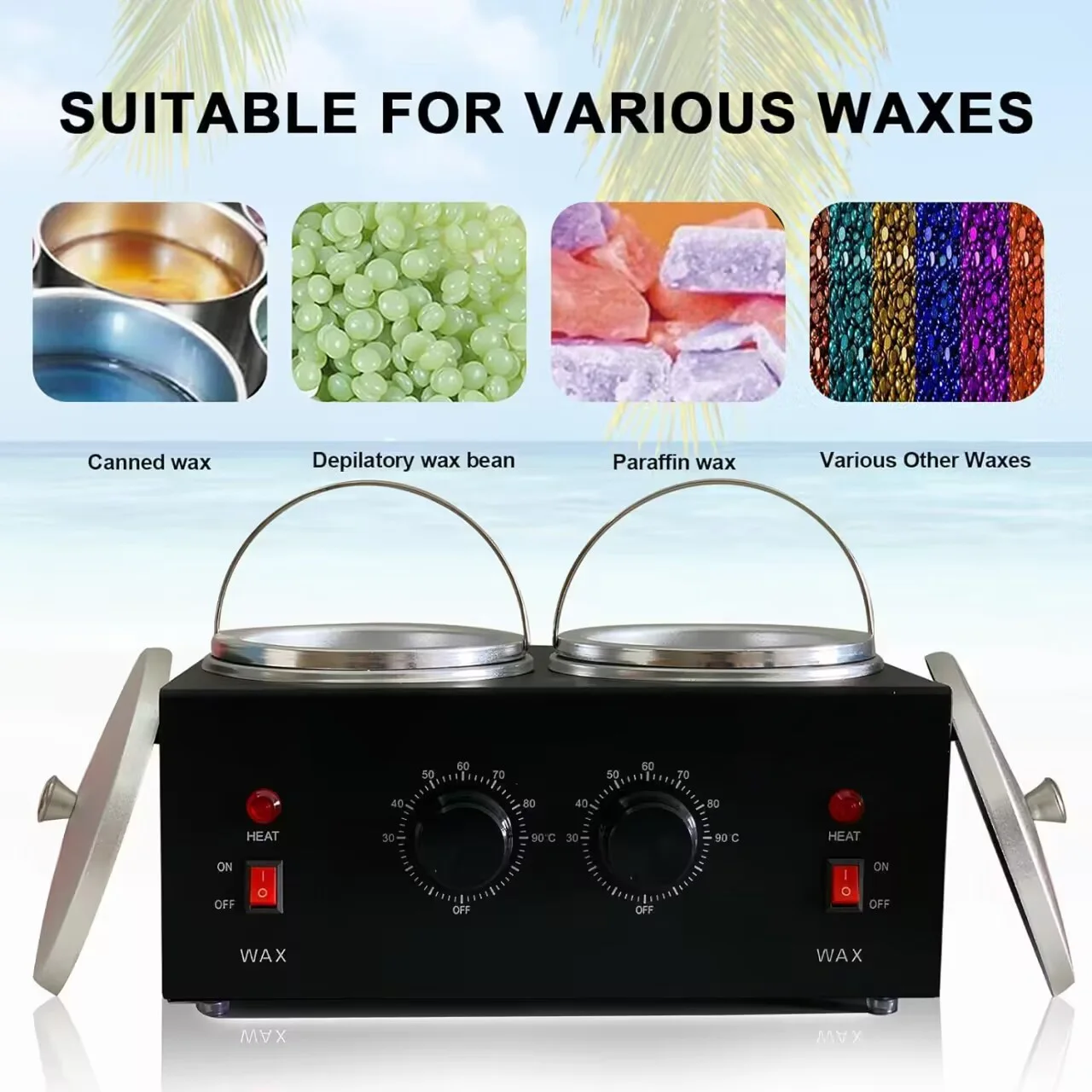 Dual Wax Pots Professional Electric Wax Heater Machine Parrafin Waxing Machine for Hair Removal Facial Skin Body SPA Salon wax heater,hair removal wax,hard wax beans,hair removal tool,beauty wax