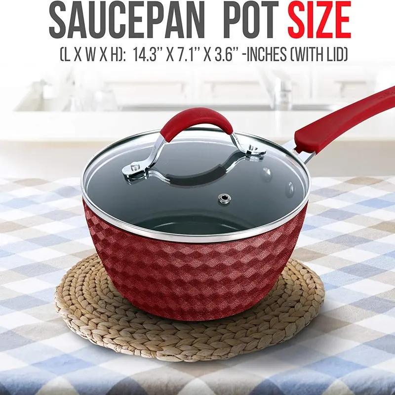 Saucepan Pot with Lid - Non-Stick High-Qualified Kitchen Cookware, 1.7 Quart 2