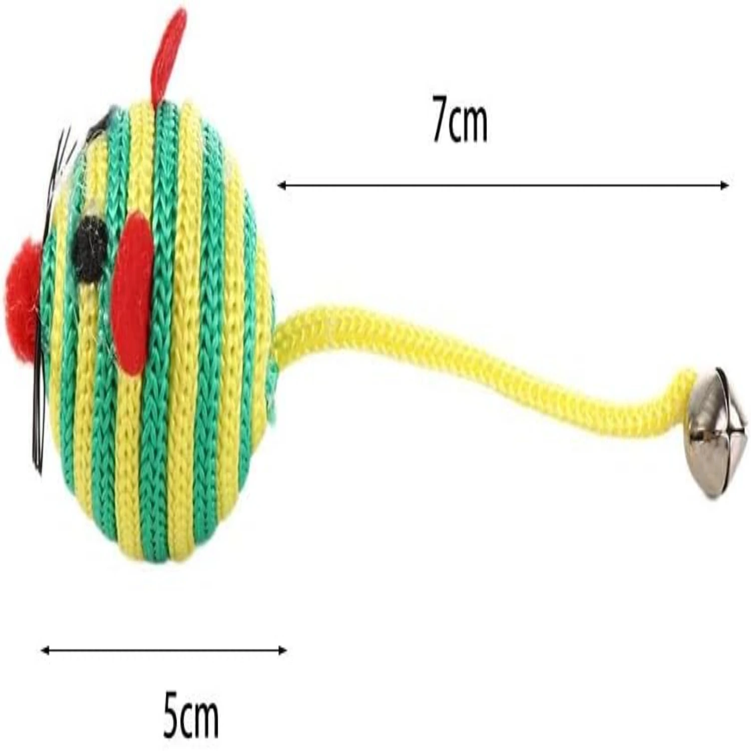 Pet Cat Toys Lovely Stripe Nylon Rope Round Ball Mouse Long Tail Cat Bite Play Toy with Interactive Chew Toy(Random color)