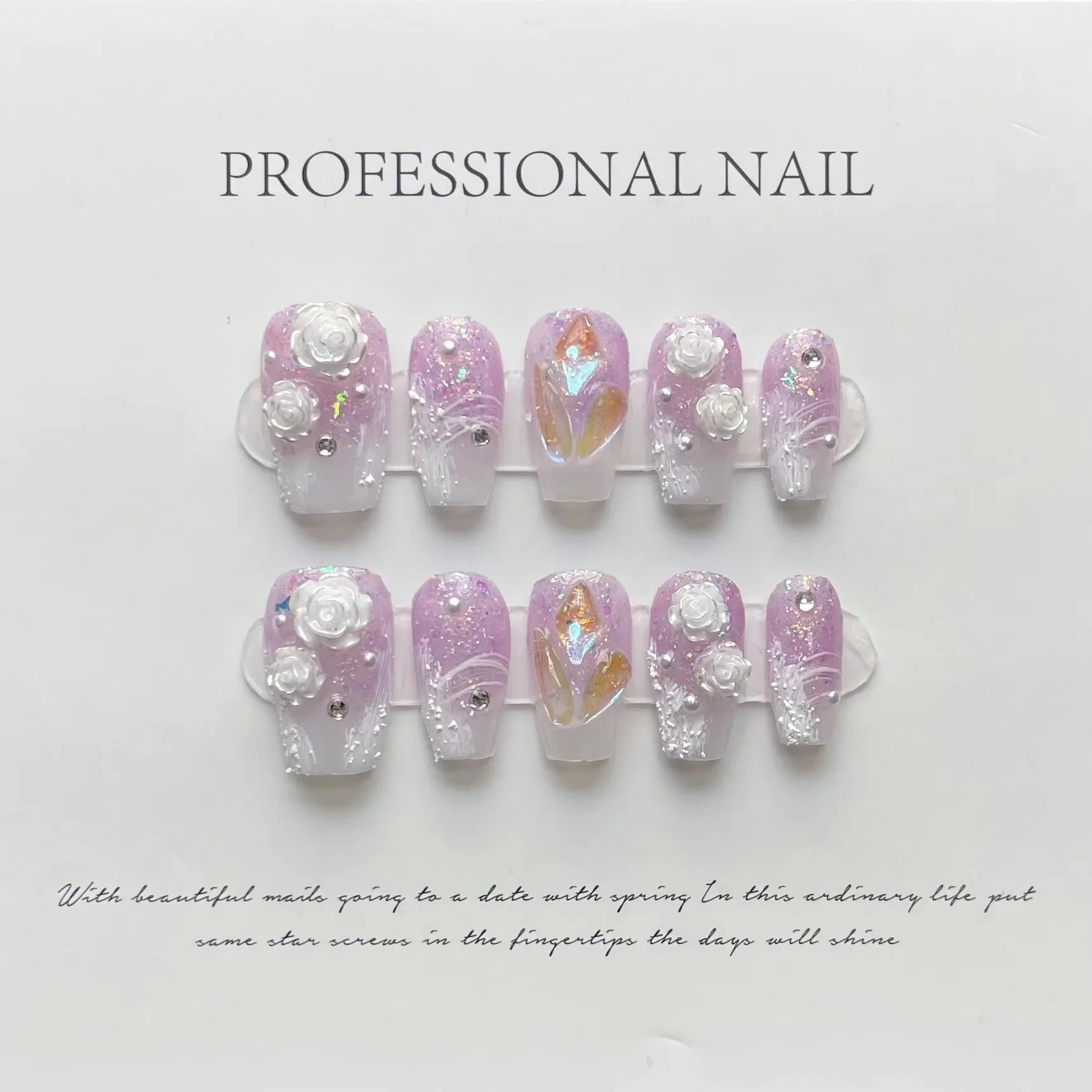 

Advanced Handmade 3D Camellia Wearable False Nails for Girls Toys Gift Ballerina Coffin Stiletto Acrylic Press on Nail With Glue