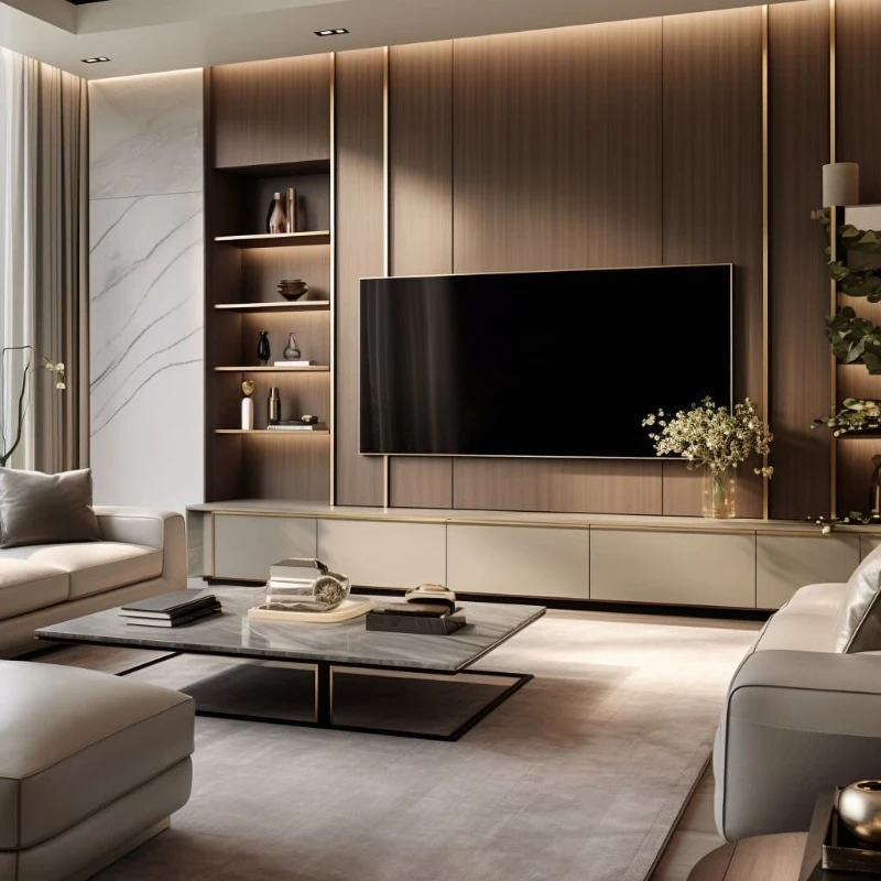 Living Room Cabinet Furniture Floating Wall Mounted Wooden TV Cabinet Luxury TV Stand With Extra Storage